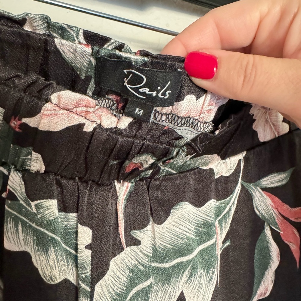 Rails Leighton Paradiso Black Satin Palm Print Sh… - image 6